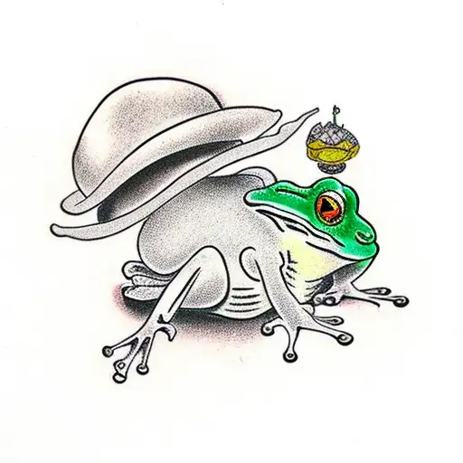 frog with a japanese hat tattoo design idea