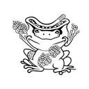 frog with a japanese hat tattoo design idea