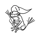 frog with a japanese hat tattoo design idea