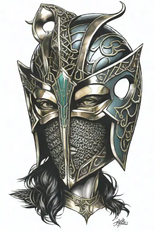 loki helmet tattoo design idea