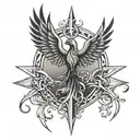 Phoenix and cross of jesus tattoo design idea