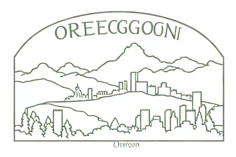 Oregon outline with Portland skyline inside tattoo design idea