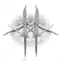 two swords with the words TRUST NO ONE tattoo design idea