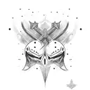 two swords with the words TRUST NO ONE tattoo design idea