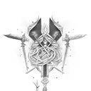 two swords with the words TRUST NO ONE tattoo design idea