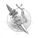 two swords with the words TRUST NO ONE tattoo design idea