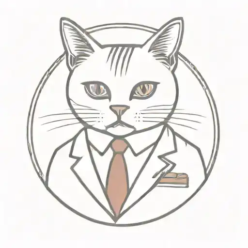 A traditional style tattoo of a cat wearing a suit, embodying the client's role as an entrepreneur and love for cats tattoo design idea