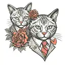 A traditional style tattoo of a cat wearing a suit, embodying the client's role as an entrepreneur and love for cats tattoo design idea