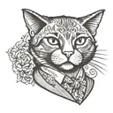 A traditional style tattoo of a cat wearing a suit, embodying the client's role as an entrepreneur and love for cats tattoo design idea