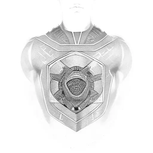 african shield for the chest and african prints for the sleeve tattoo design idea