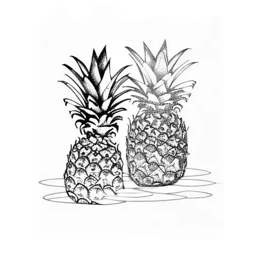 pineapple beside upside down pineapple  tattoo design idea