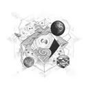 Cosmic exploration tattoo design idea