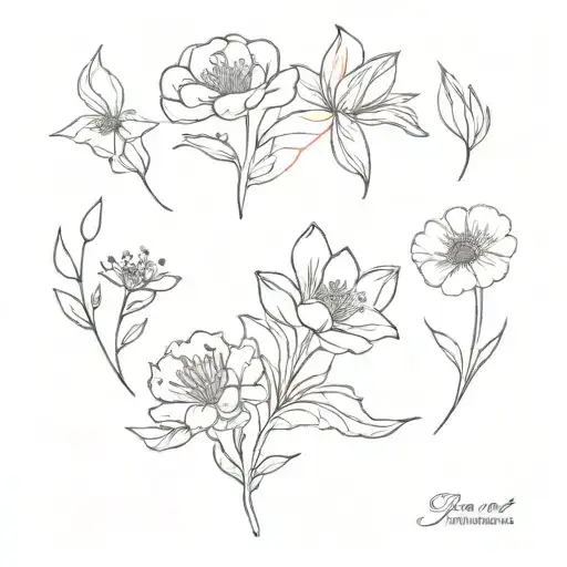 August and February birth flowers tattoo design idea