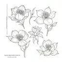 August and February birth flowers tattoo design idea