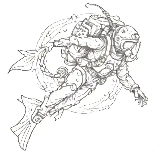 scuba diver tattoo design idea