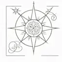 moon simple compass rose tattoo design idea