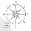 moon simple compass rose tattoo design idea