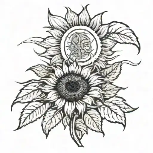 Alabama logo incorporated with a sunflower blooming tattoo design idea