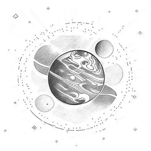 Small tattoo with a planet to represent travel tattoo design idea