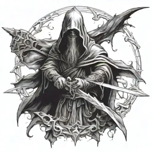 Nazgul holds a sword tattoo design idea