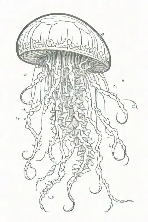 jellyfish sharp prickly poisonous lightning bolt striking tattoo design idea