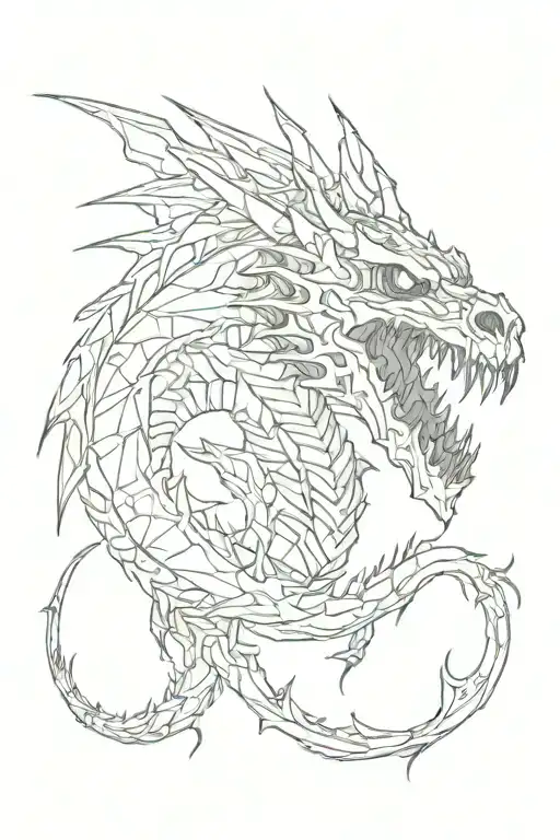 dragon skeleton black eyes skyrim lightning bolts tattoo design idea