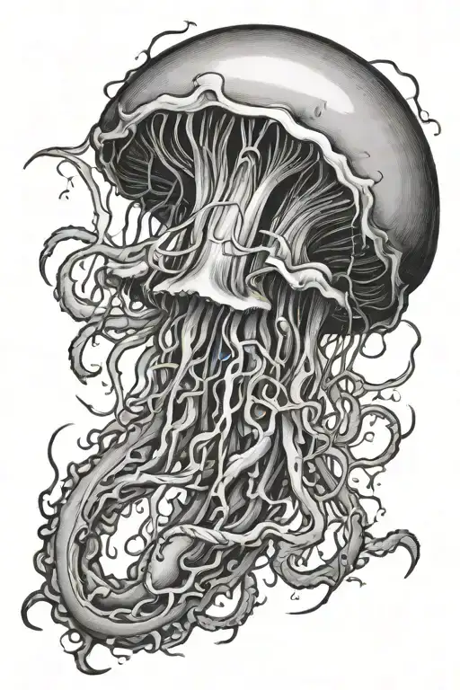 jellyfish sharp prickly poisonous lightning bolt striking tattoo design idea