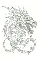 dragon skeleton black eyes skyrim lightning bolts tattoo design idea