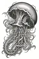 jellyfish sharp prickly poisonous lightning bolt striking tattoo design idea