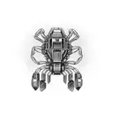A gaming controller morphing into a mechanical scorpion, with black-grey shading and circuitry details tattoo design idea