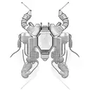 A gaming controller morphing into a mechanical scorpion, with black-grey shading and circuitry details tattoo design idea