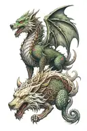 Dragon and wolf   tattoo design idea