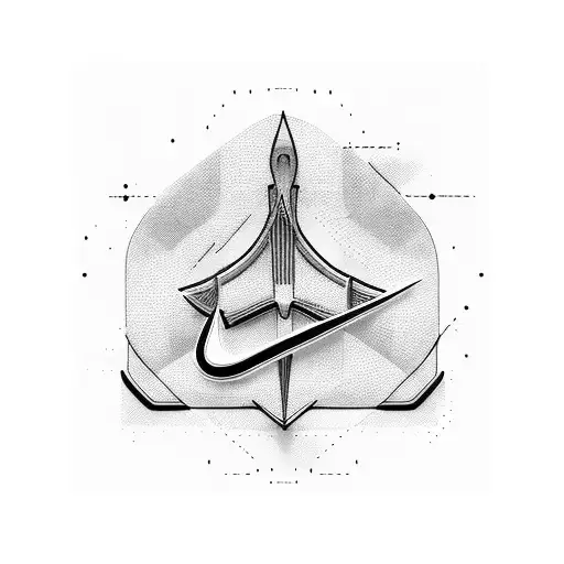 Incorporate the iconic Nike swoosh logo into a minimalist blackwork design tattoo design idea