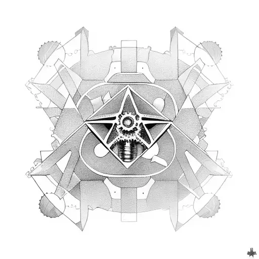 Incorporate gears and mechanical elements into a pyramid design symbolizing ancient knowledge and philosophy tattoo design idea