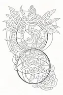 self made written on top, Basketball and praying hands, 2008 written on bottom tattoo design idea