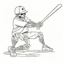a skeleton swinging a baseball bat wearing a new york yankees cap  tattoo design idea