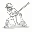a skeleton swinging a baseball bat wearing a new york yankees cap  tattoo design idea