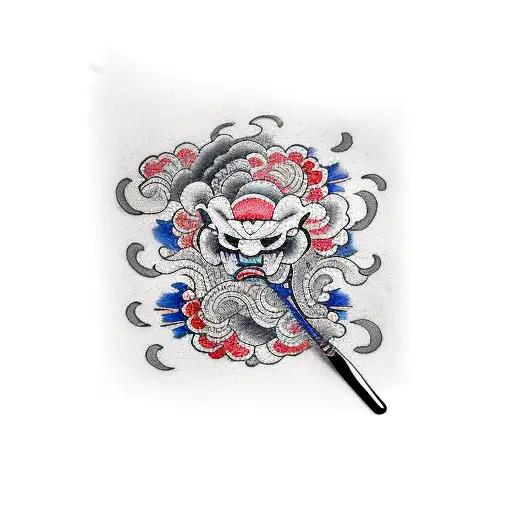 brush stroke arm band with negative wrigting tattoo design idea