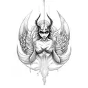 Depression, Shizophrenia, devil, angel tattoo design idea