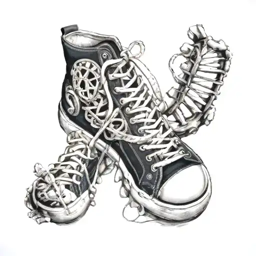 canvas shoes and DNA double helix  tattoo design idea