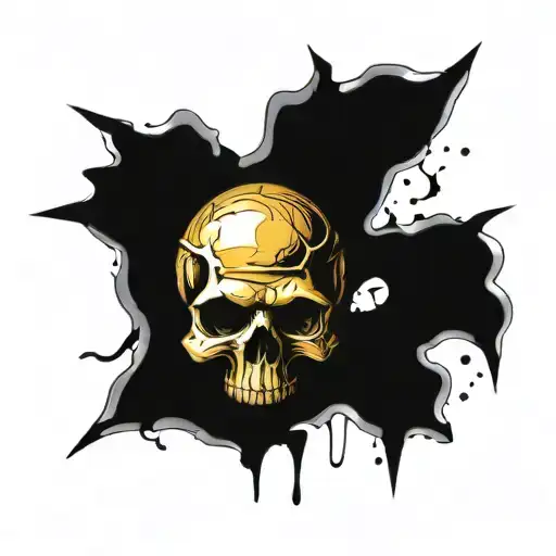 Skull, darkness, gloomy, decorated, shadow, smoke, banknote, crumpled, torn, number: 15000$, high contrast, money tattoo design idea