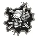 Skull, darkness, gloomy, decorated, shadow, smoke, banknote, crumpled, torn, number: 15000€, high contrast tattoo design idea