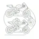 a motogp and a formula 1 together half of each tattoo design idea