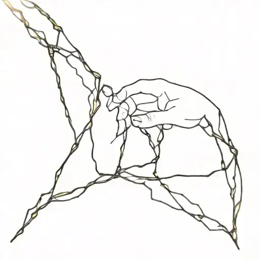 Kintsugi idea with gold lines that follows the vein's path of the arm tattoo design idea