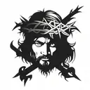 Jesus Face crown of thorns wrapped tattoo design idea