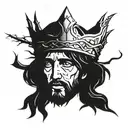 Jesus Face crown of thorns wrapped tattoo design idea