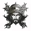 Jesus Face crown of thorns wrapped tattoo design idea