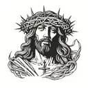Jesus Face crown of thorns wrapped tattoo design idea