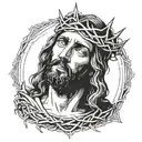 Jesus Face crown of thorns wrapped tattoo design idea