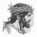 Jesus Face crown of thorns wrapped tattoo design idea